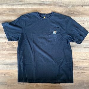 Carhartt black T-shirt with pocket on front and graphic on the back
